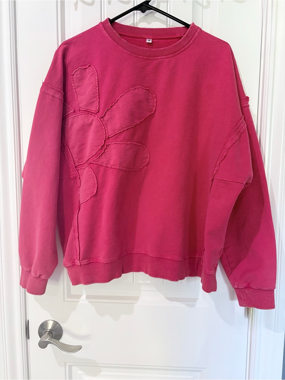 Women's Pink Floral Appliqué Sweatshirt